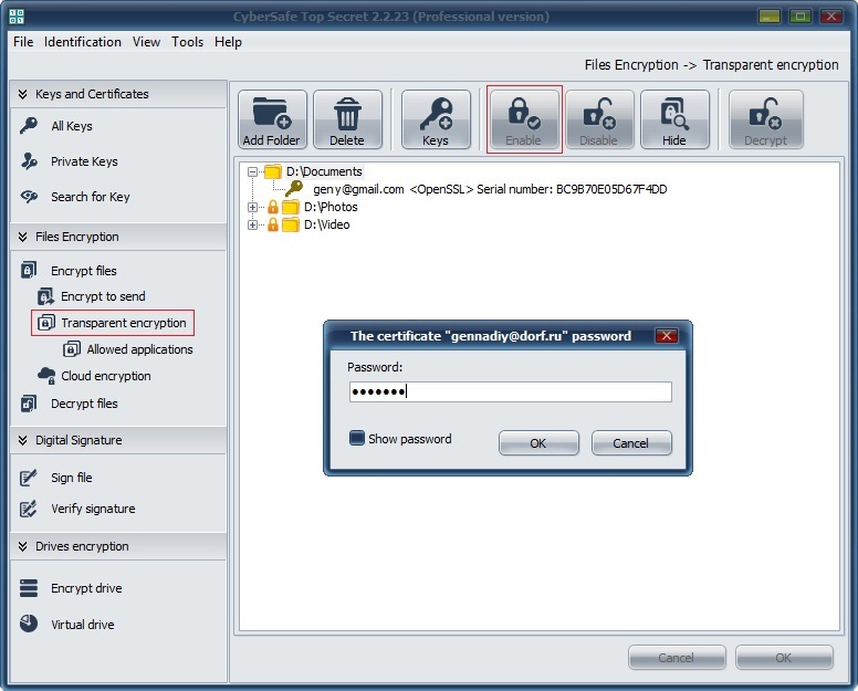 Cybersafe encryption software