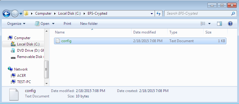 The content of the encrypted folder. Encryption software