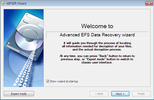 Master at launch of Advanced EFS Data Recovery. Encryption software